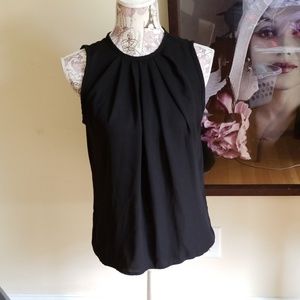 🌹SEMI-SHEER RUCHED NECKLINE SLVLESS BLOUSE